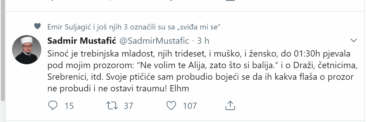 Objava ef. Mustafića na Twiteru - Avaz