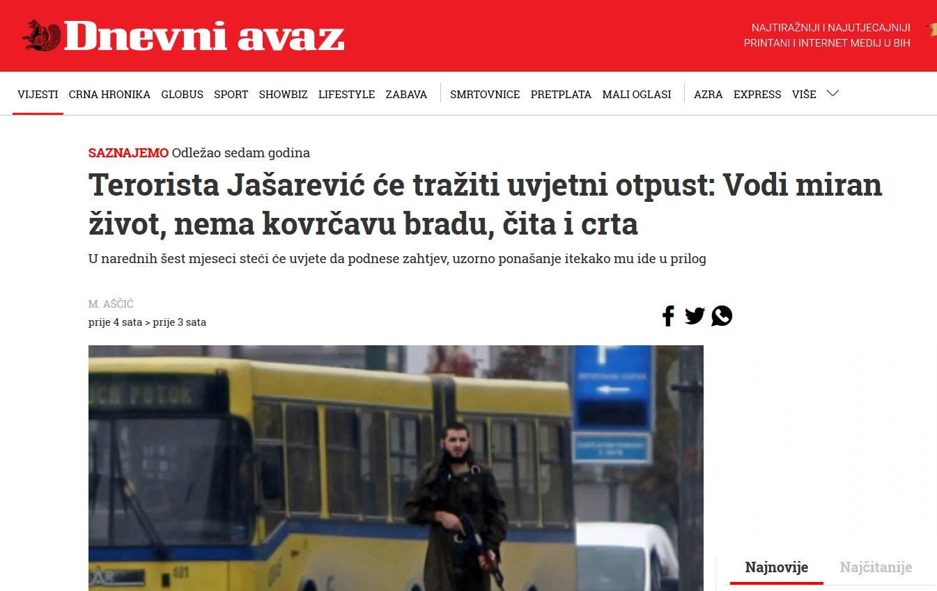 Naslovnica portala "Avaza" - Avaz
