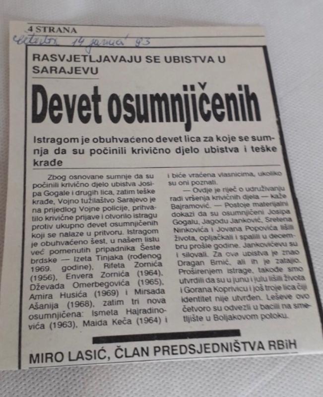Novinski članak iz januara 1993. - Avaz
