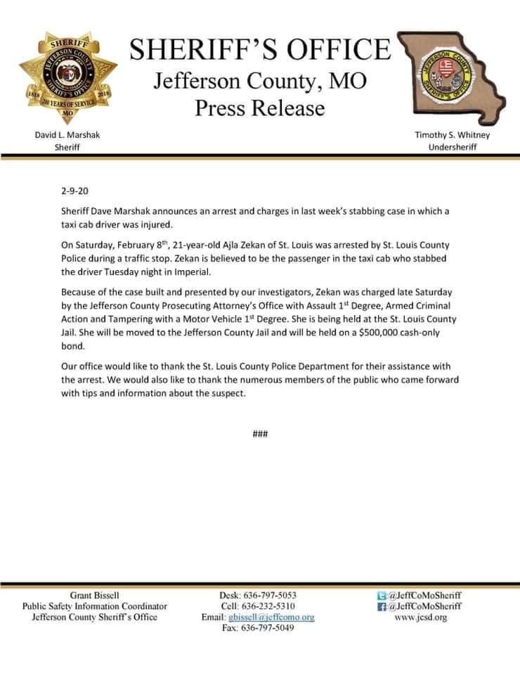 Saopćenje iz ureda šerifa okruga Džeferson - Avaz