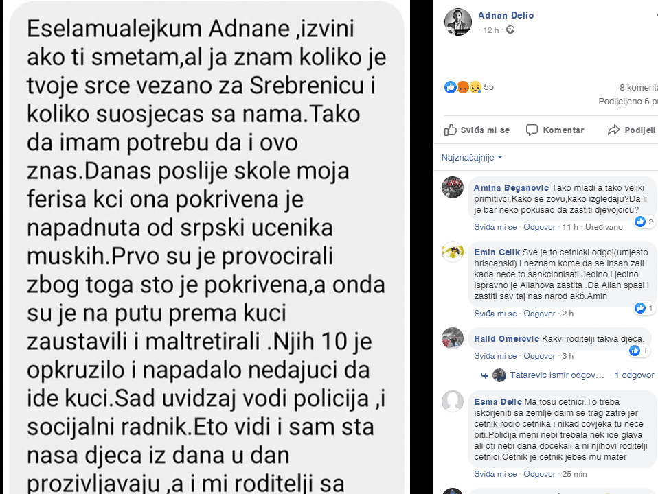 Poruka koju je objavio Delić - Avaz