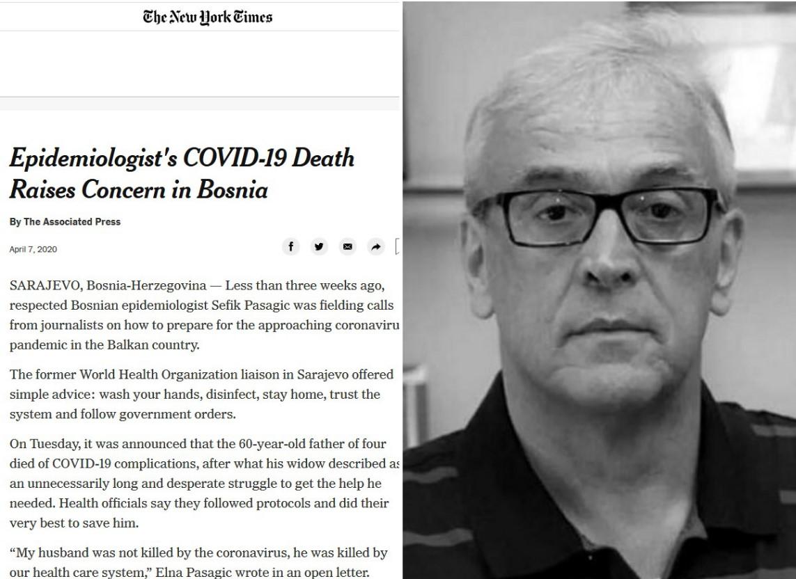 "The New York Times" pisao o smrti dr. Pašagića: Raste zabrinutost u BiH