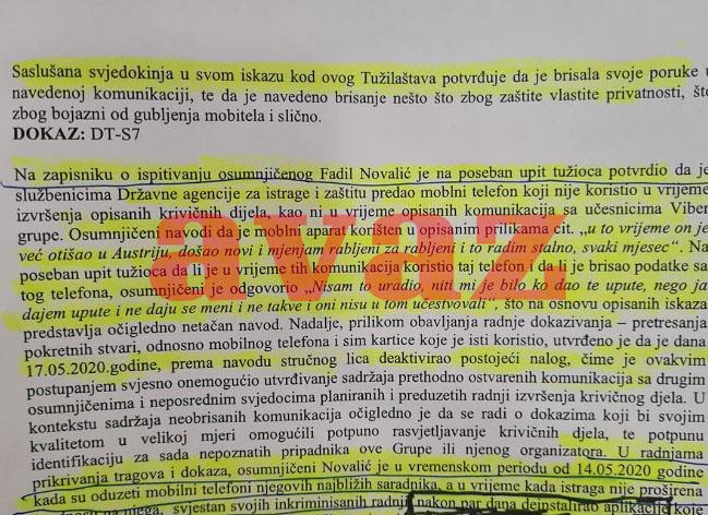 Faksimil dokaza Tužilaštva i izjava Novalića data u SIPA-i - Avaz