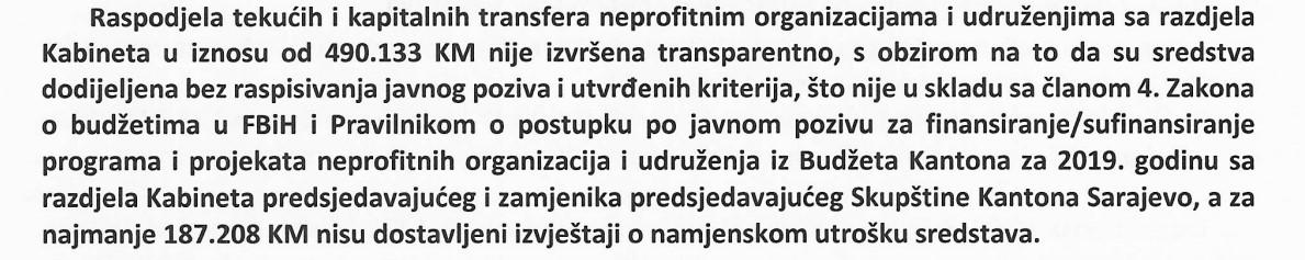 Faksimil dijela izvještaja Ureda za reviziju institucija u FBiH - Avaz