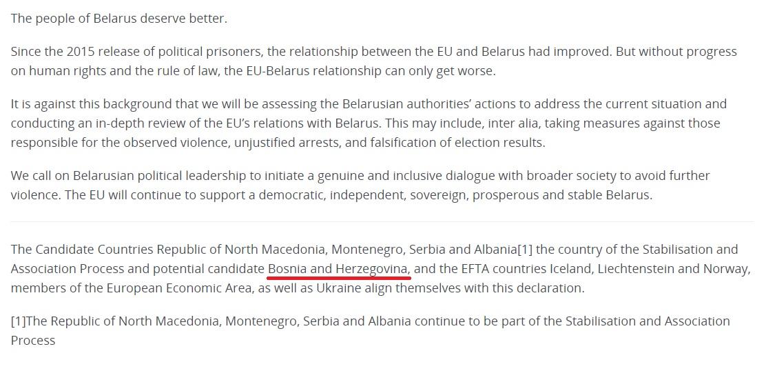 Deklaracija EU o Bjelorusiji - Avaz