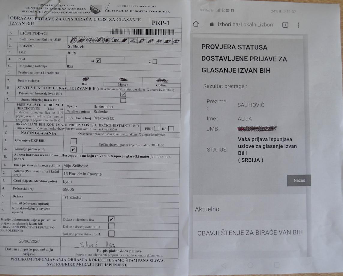 Jedna od lažnih prijava za glasanje poštom iz Srbije - Avaz