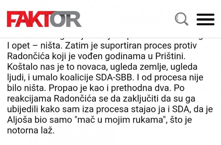 Transcript of Izetbegović's interview in Faktor, published on November 29th, 2020. - Avaz