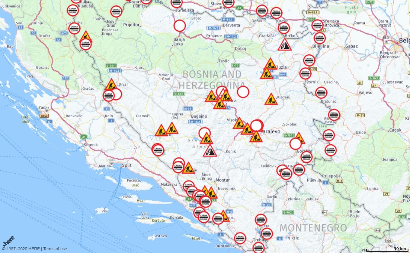 Grafički prikaz stanja na putevima u BiH - Avaz