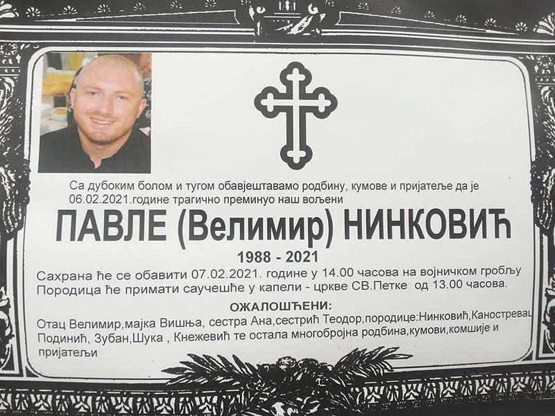 Danas sahrana Pavlu Ninkoviću - Avaz