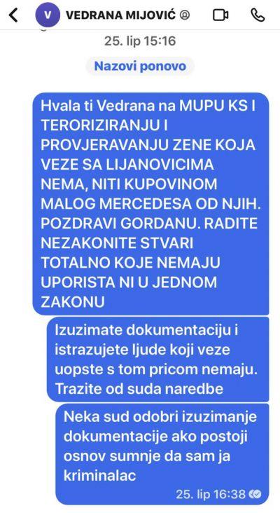 Poruke koje je slao tužiteljici Mijović 26. juna prošle godine - Avaz