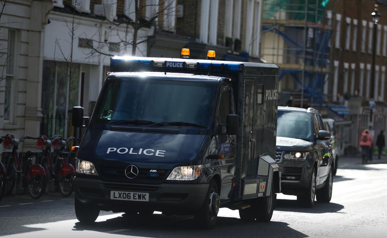 A police van believed to be carrying British Police Officer Wayne Couzens who is charged with the murder and kidnap of 33-year-old Sarah Everard arrives at Westminster Magistrates Court in London, Britain, March 13, 2021. - Avaz