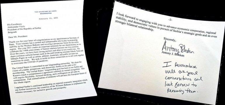 Pismo koje je Blinken poslao Vučiću - Avaz