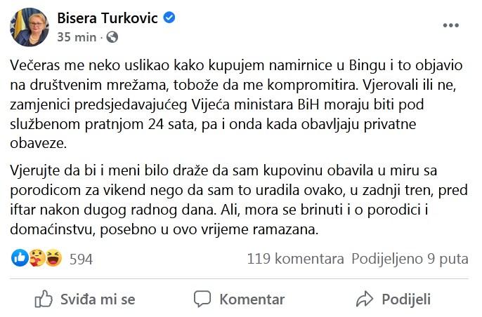 Status Bisere Turković - Avaz