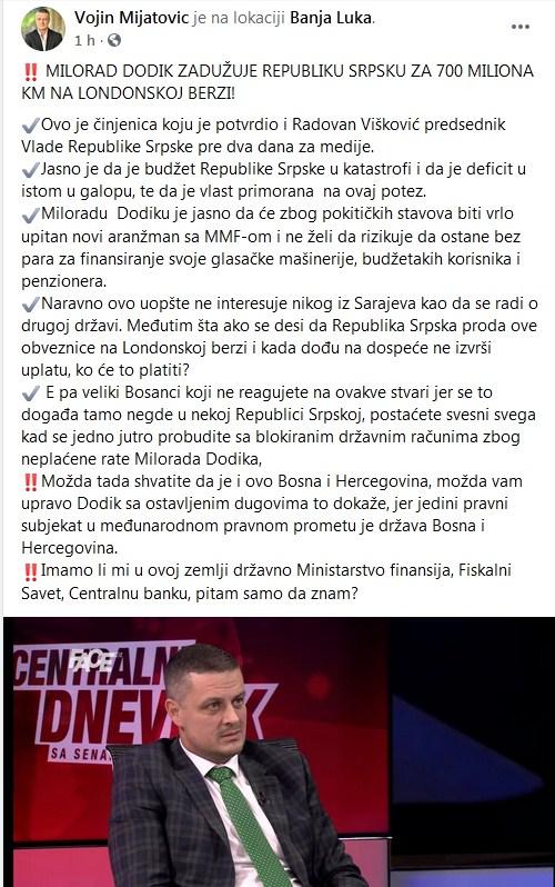 Status Vojina Mijatovića - Avaz