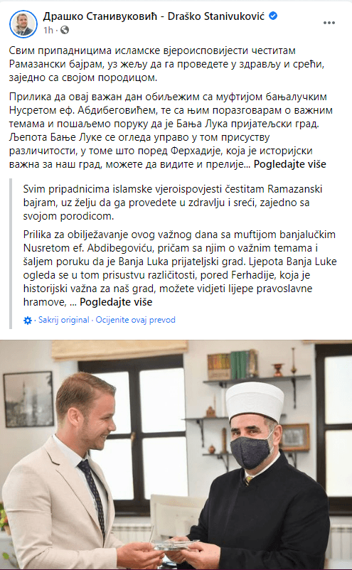Objava Draška Stanivukovića na Facebooku - Avaz