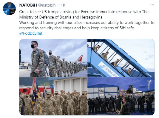Objava na Twitteru NATO-a u BiH - Avaz