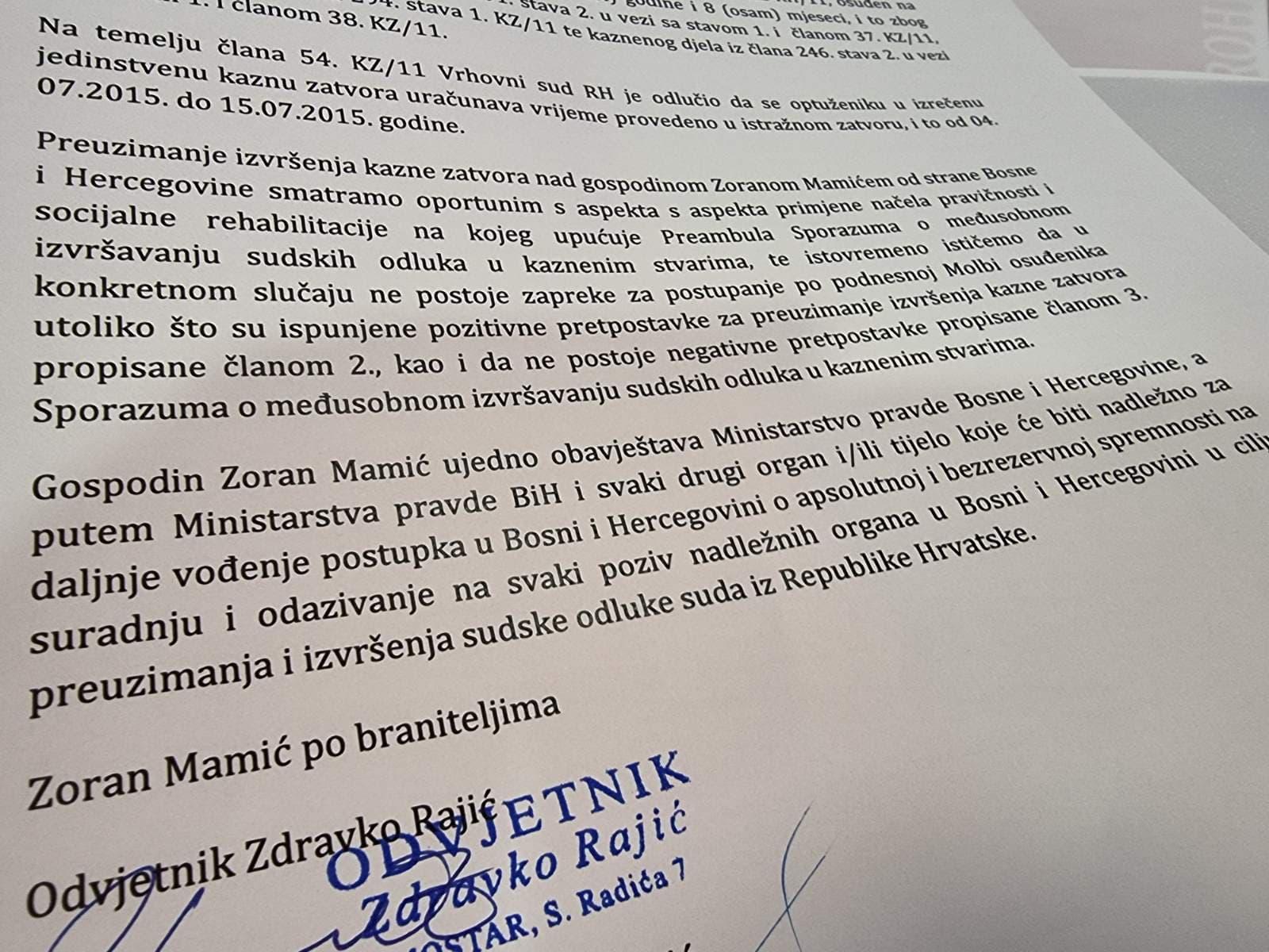 Faksimil dopisa ministru Grubeši - Avaz