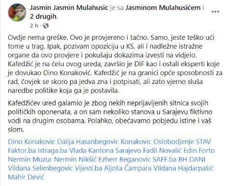 Objava Jasmina Mulahusića - Avaz