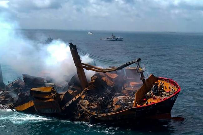 Sri Lanka prepares for worst oil spill as weather hits ship salvage