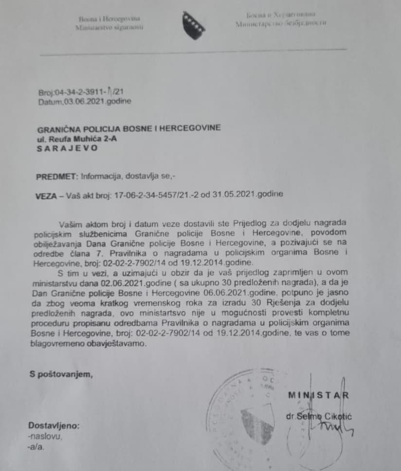 Šta je Cikotić odgovorio Upravi Granične policije - Avaz