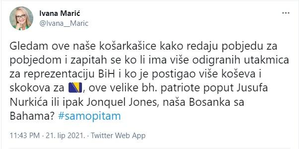 Faksimil tvita Ivane Marić - Avaz