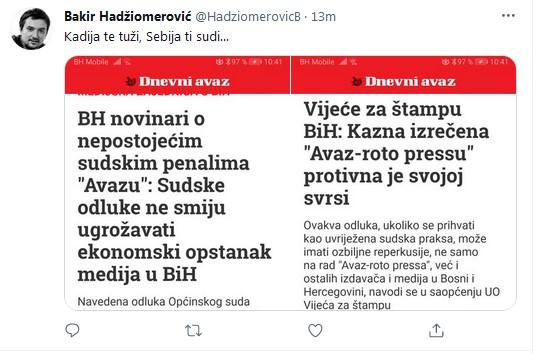 Status koji je objavio Hadžiomerović - Avaz