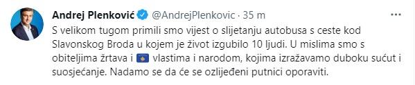 Objava Plenkovića na Twitteru - Avaz
