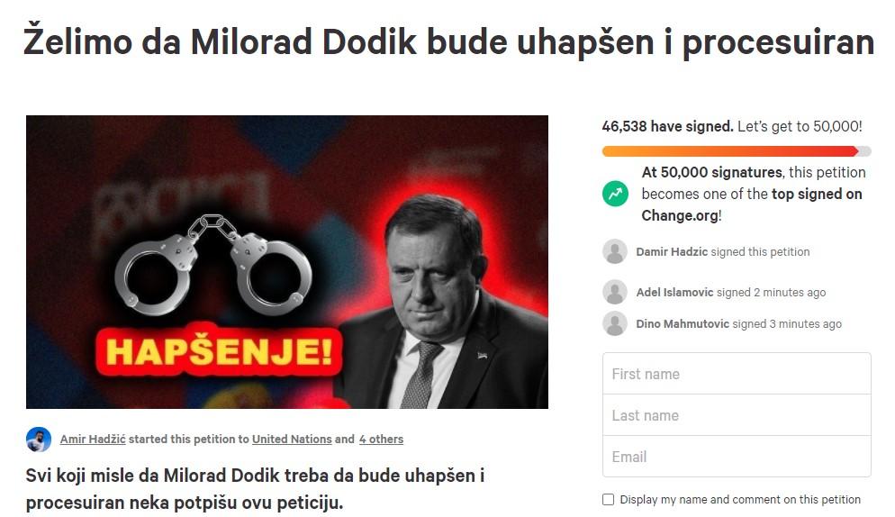 Peticija za hapšenje Dodika - Avaz