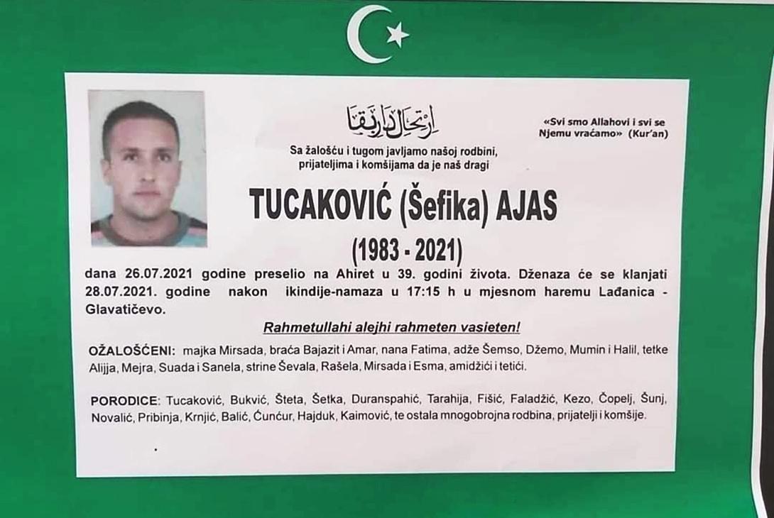 Osmrtnica Ajasa Tucakovića - Avaz
