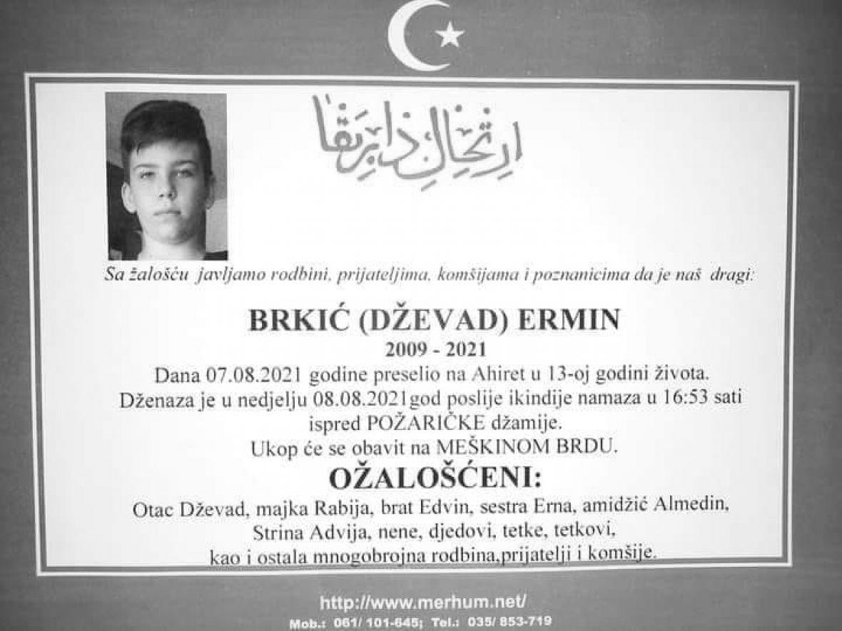 Tuga u Gradačcu: Utopio se 13-godišnji Ermin Brkić