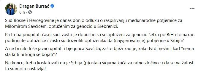 Status Dragana Bursaća - Avaz