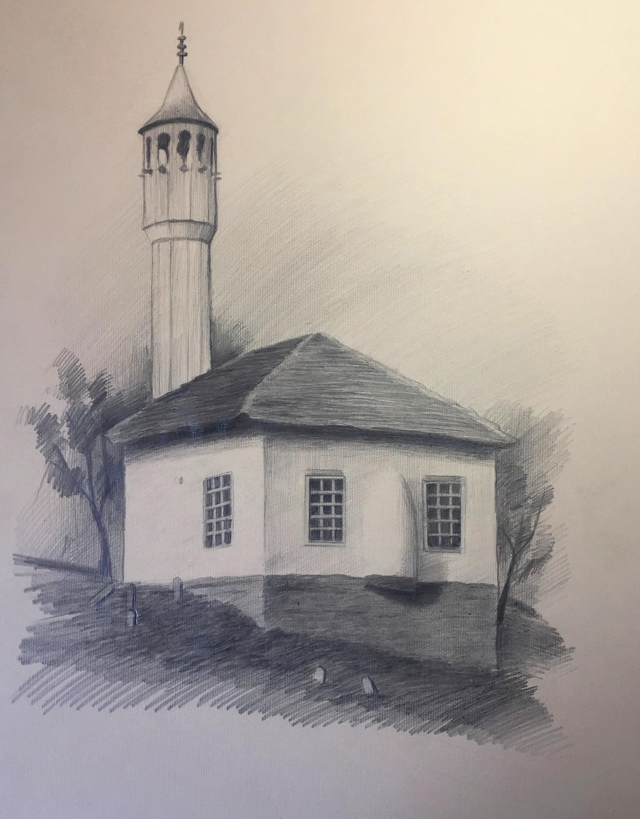 Današnji izgled džamije, crtež Semira Osmanhodžića - Avaz
