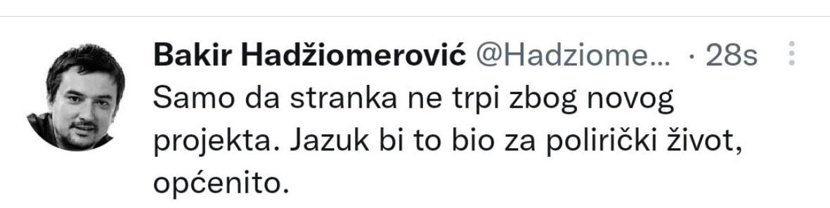 Twitt Bakira Hadžiomerovića - Avaz