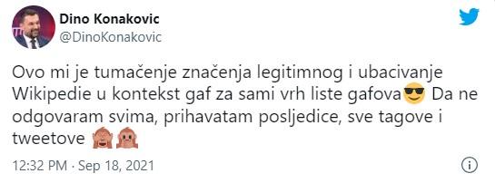 Twitt Dine Konakovića - Avaz
