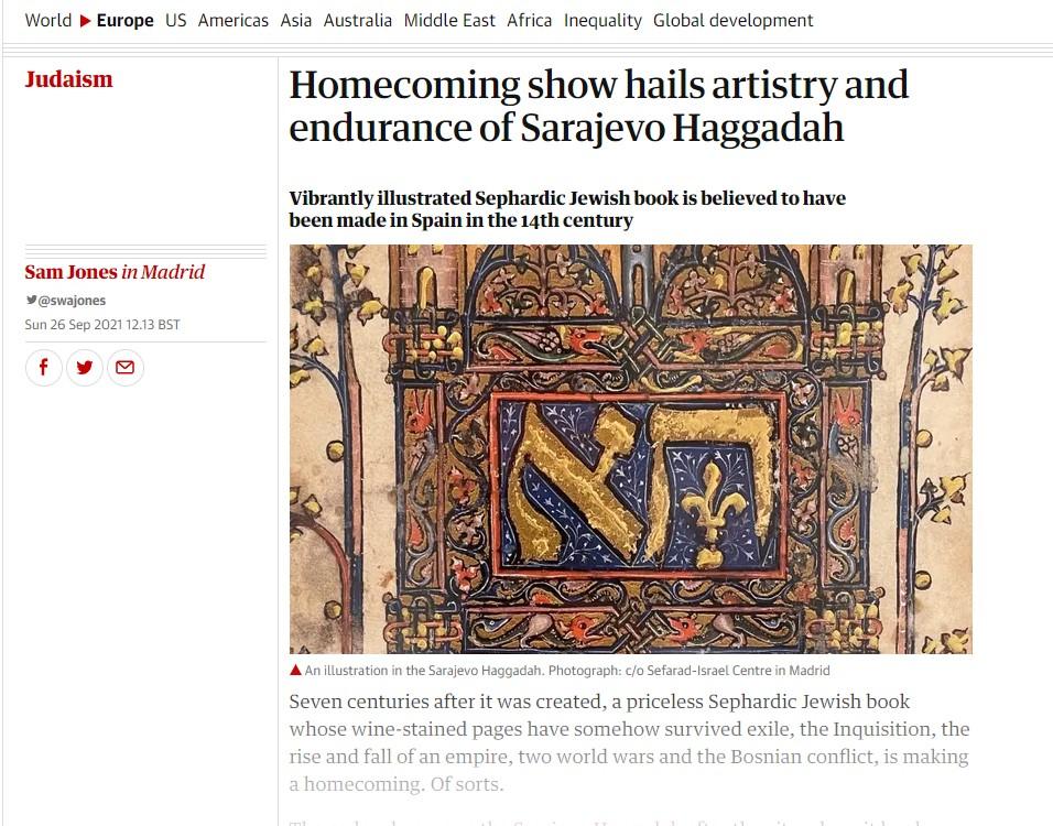 The Guardian o izložbi sarajevske Hagade u Španiji: Najvjerovatnije nastala kao vjenčani poklon