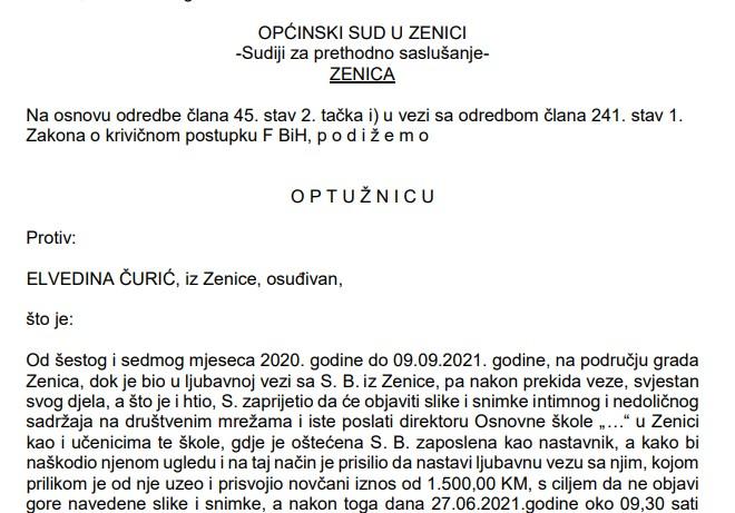 Faksimil optužnice Tužilaštva ZDK - Avaz