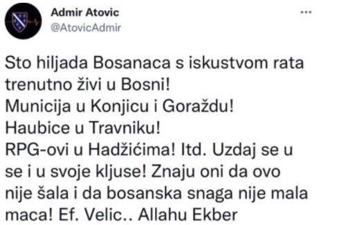Status koji je Atović objavio pa obrisao - Avaz