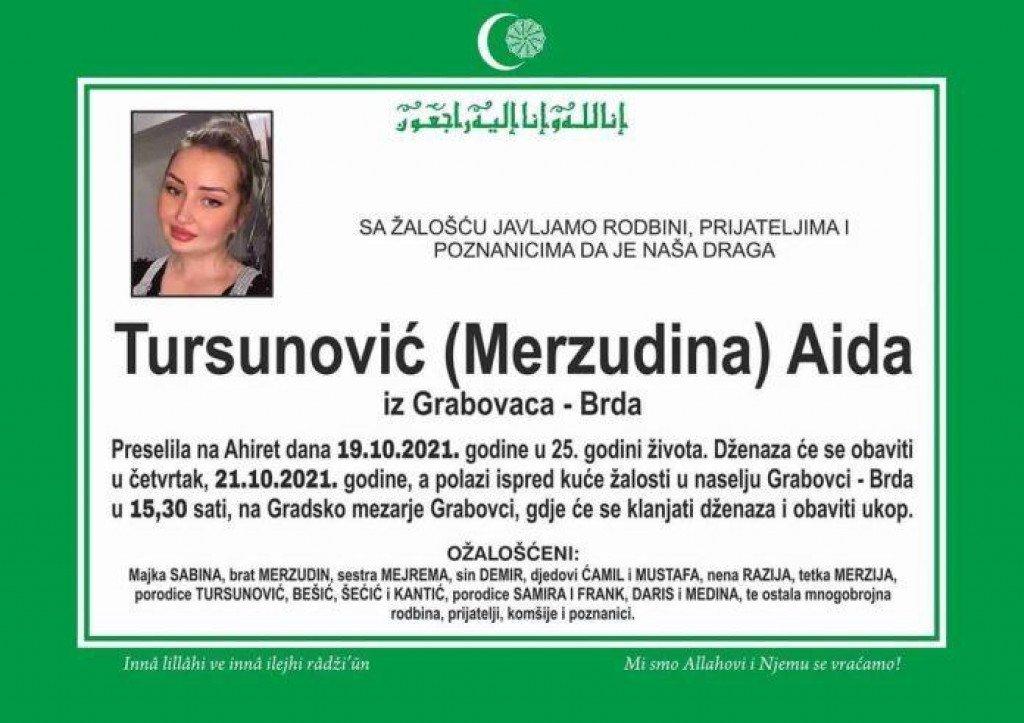 Osmrtnica Aide Tursunović - Avaz