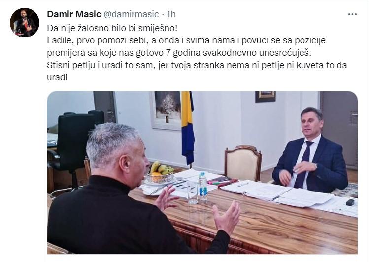 Objava Damira Mašića na Twitter profilu - Avaz