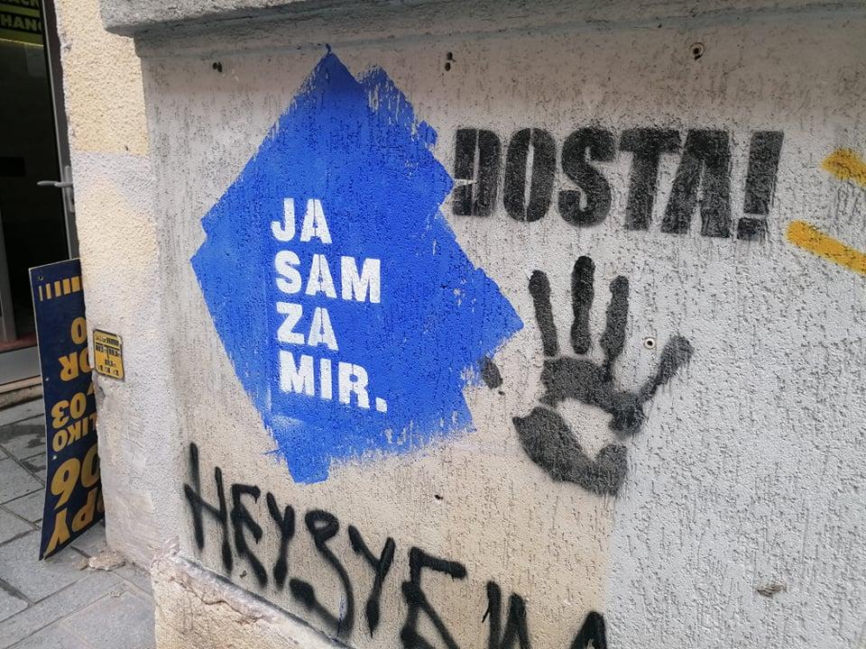 Novi grafiti u centru Sarajeva: "Ja sam za mir"