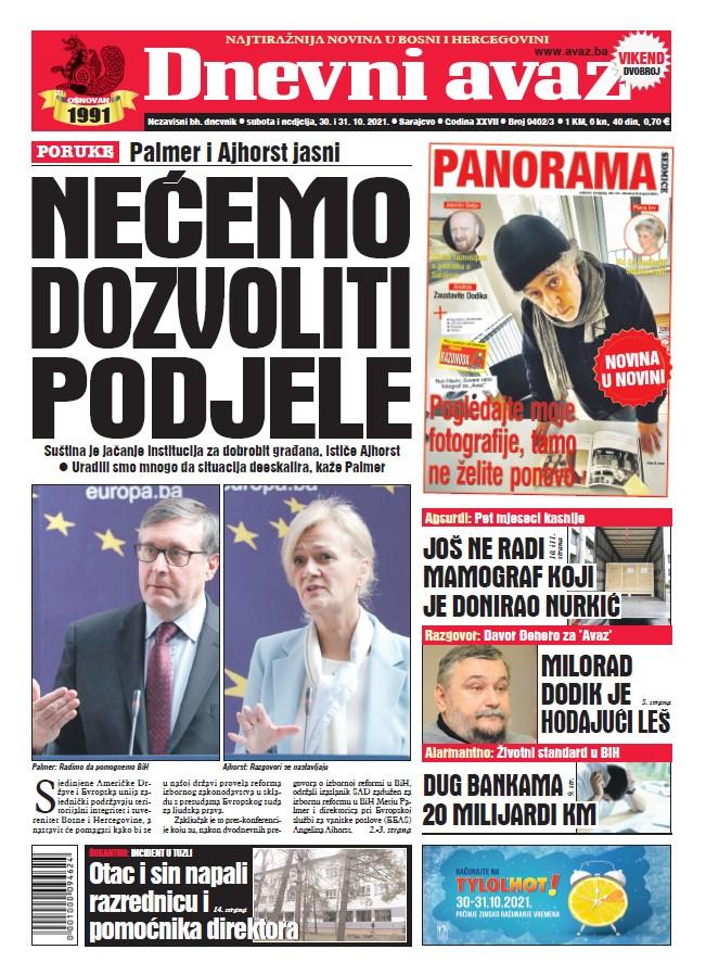 Naslovna strana dvobroja "Dnevnog avaza" - Avaz