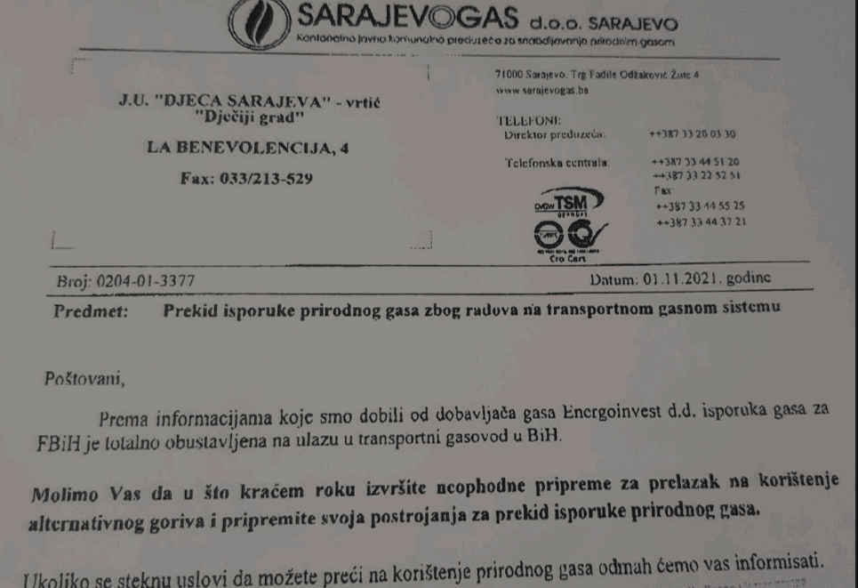 Faksimil saopćenja "Sarajevogasa" - Avaz