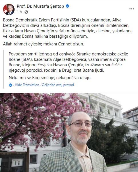 Mustafa Sentop na Facebooku - Avaz