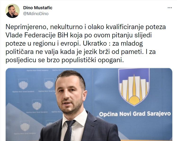 Objava Mustafića na Twitteru - Avaz