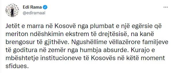 Objava albanskog premijera na Twitteru - Avaz