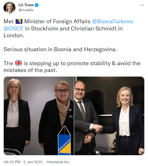 Britanska ministrica na Twitteru - Avaz
