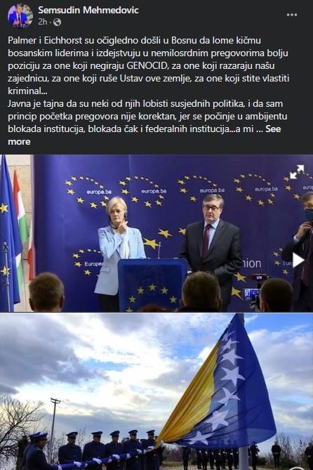 Status Šemsudina Mehmedovića na Facebooku - Avaz