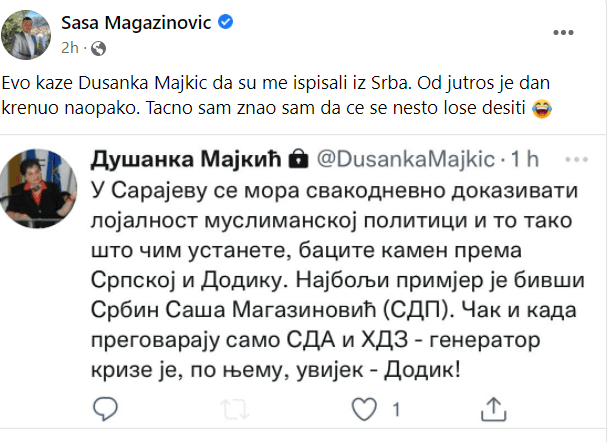 Magazinovićev odgovor na društvenim mrežama - Avaz