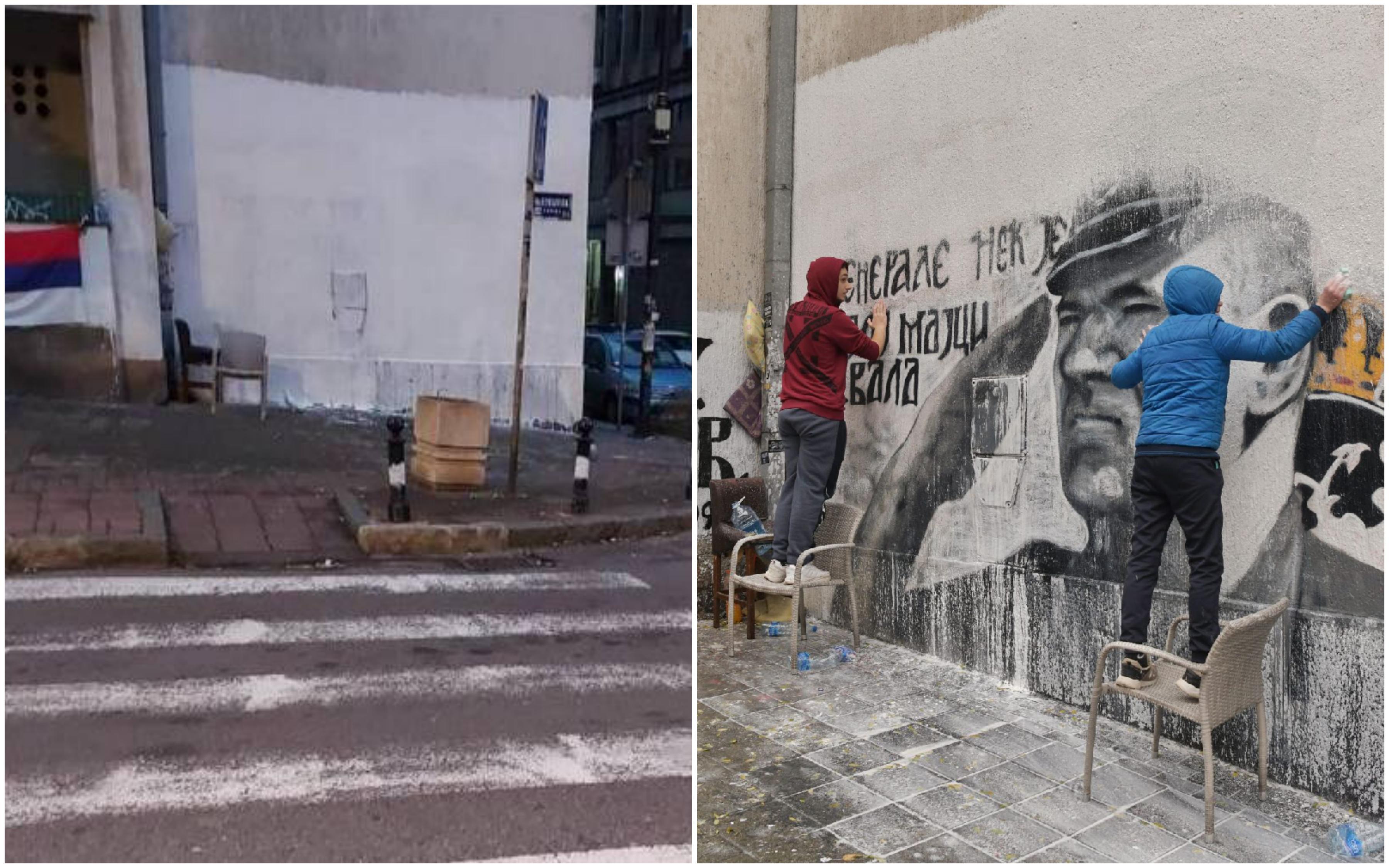 Sramni mural ratnom zločincu Mladiću bio prekrečen samo na kratko, desničari obrisali farbu