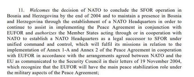 Dio Rezolucije 1575 Vijeća sigurnosti (2004. god.) - Avaz
